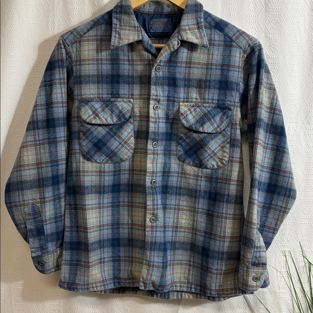 Vtg Pendleton Button Down Shirt Loop Collar 60’s! - image 1